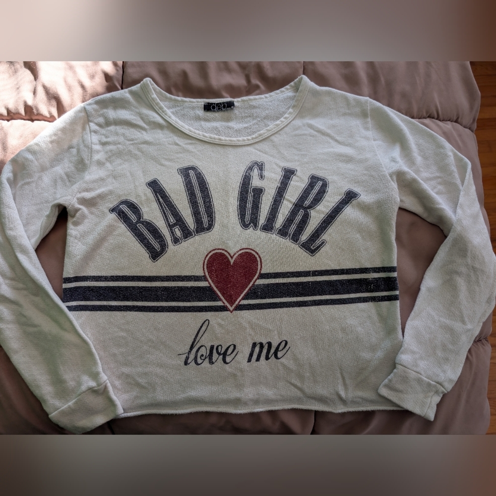 White 'Bad Girl Love Me' Sweater - Picture 1 of 5